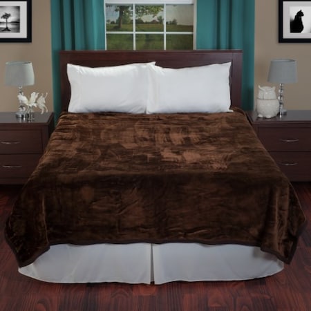 HASTINGS HOME Hastings Home Solid Soft Heavy Thick Plush Mink Blanket 8 pound - Coffee 307843SKY